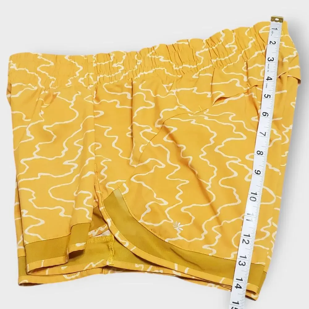 Athleta Printed Mesh Racer Run Short 4" Yellow Small Athleisure Casual Active - Picture 7 of 8